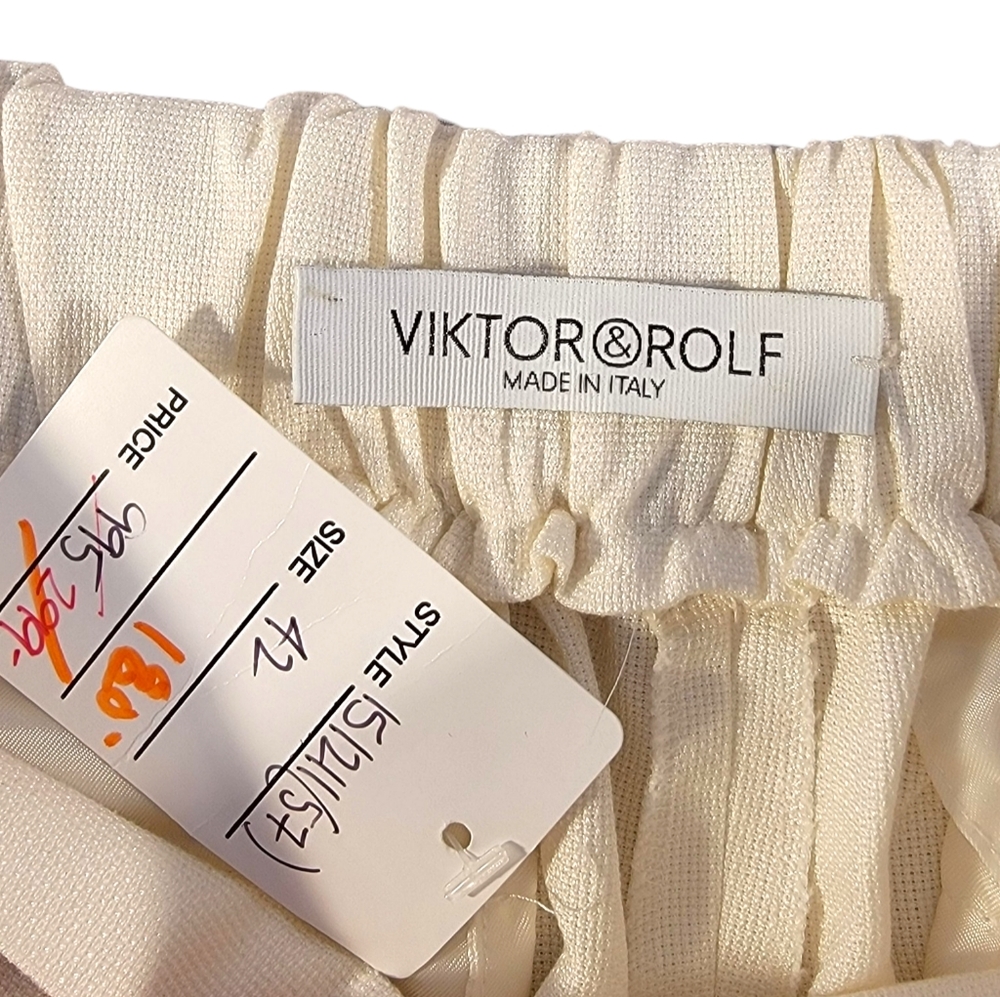 Viktor & Rolf Made in Italy Cotton Silk Blend Designer Palazzo Wide Leg Pants 42 - Picture 11 of 16